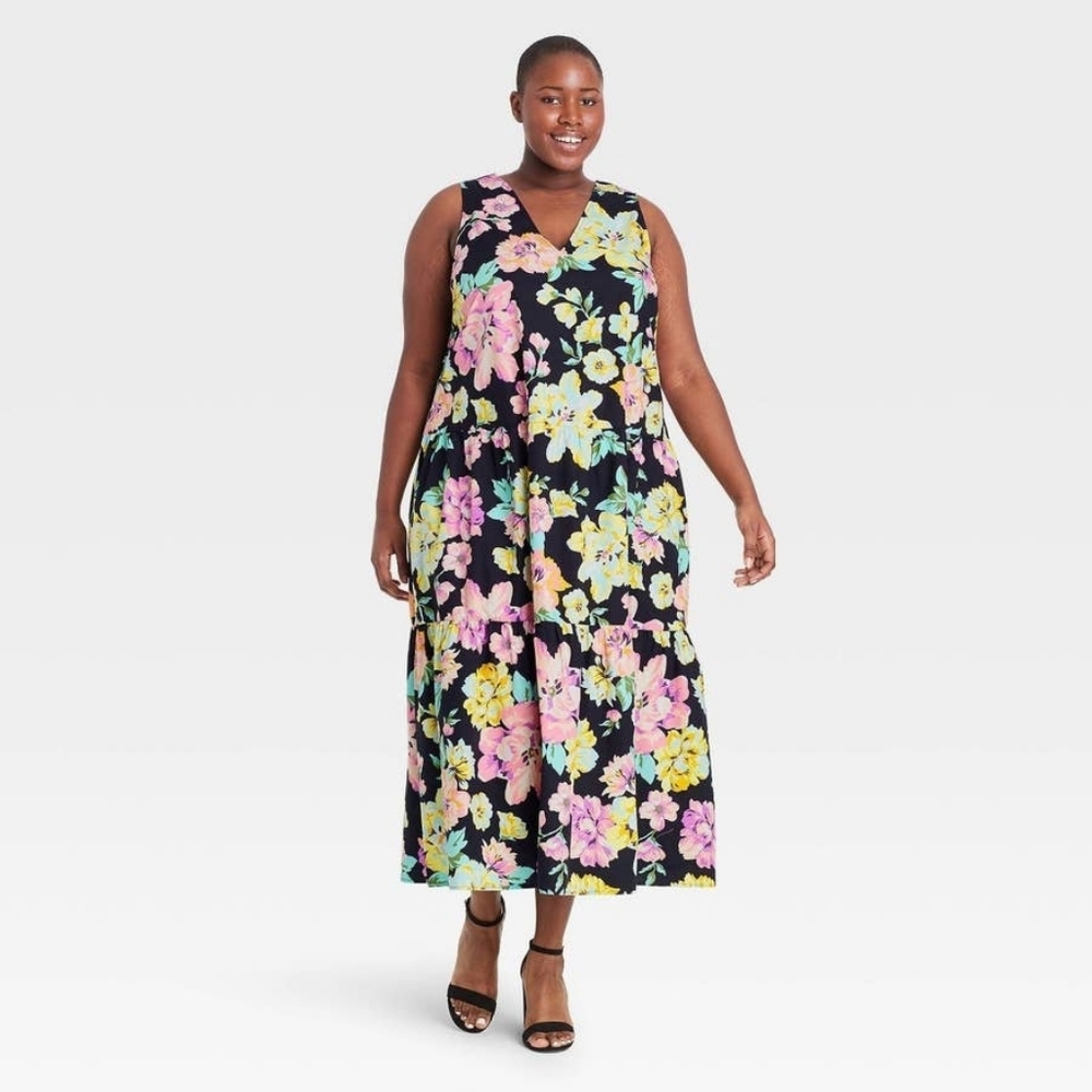 Who What Wear Wildflower Floral Maxi Dress 3X - Whimsigoth Boho Plus